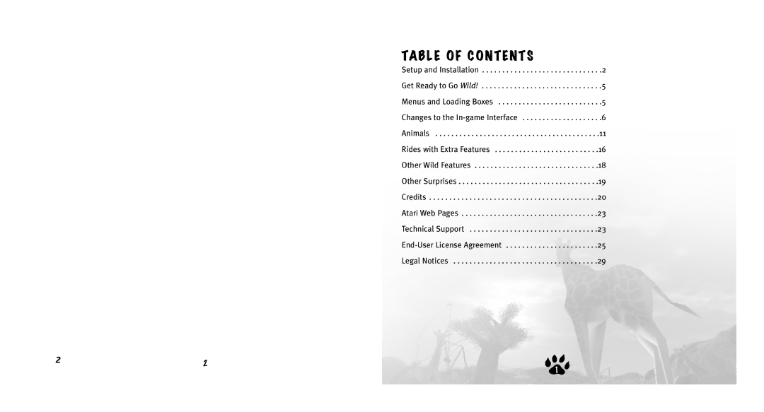 Atari 3 manual Table of Contents 