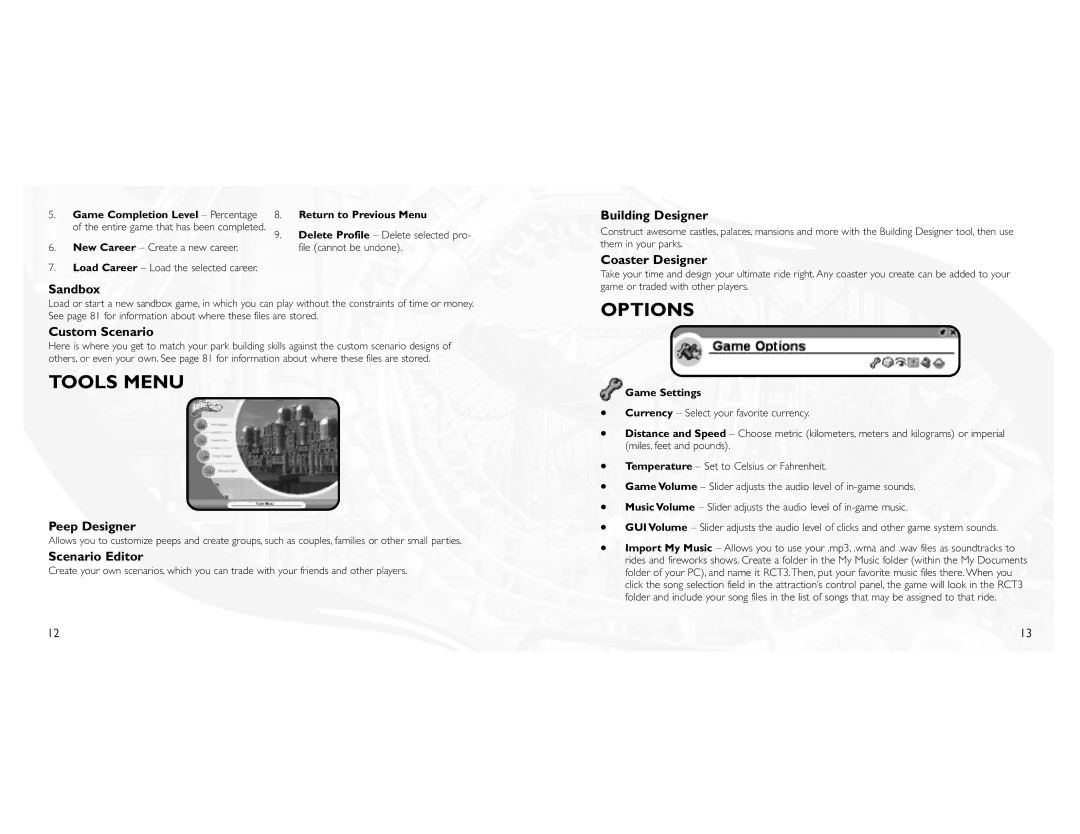 Atari 3 manual Tools Menu, Options 