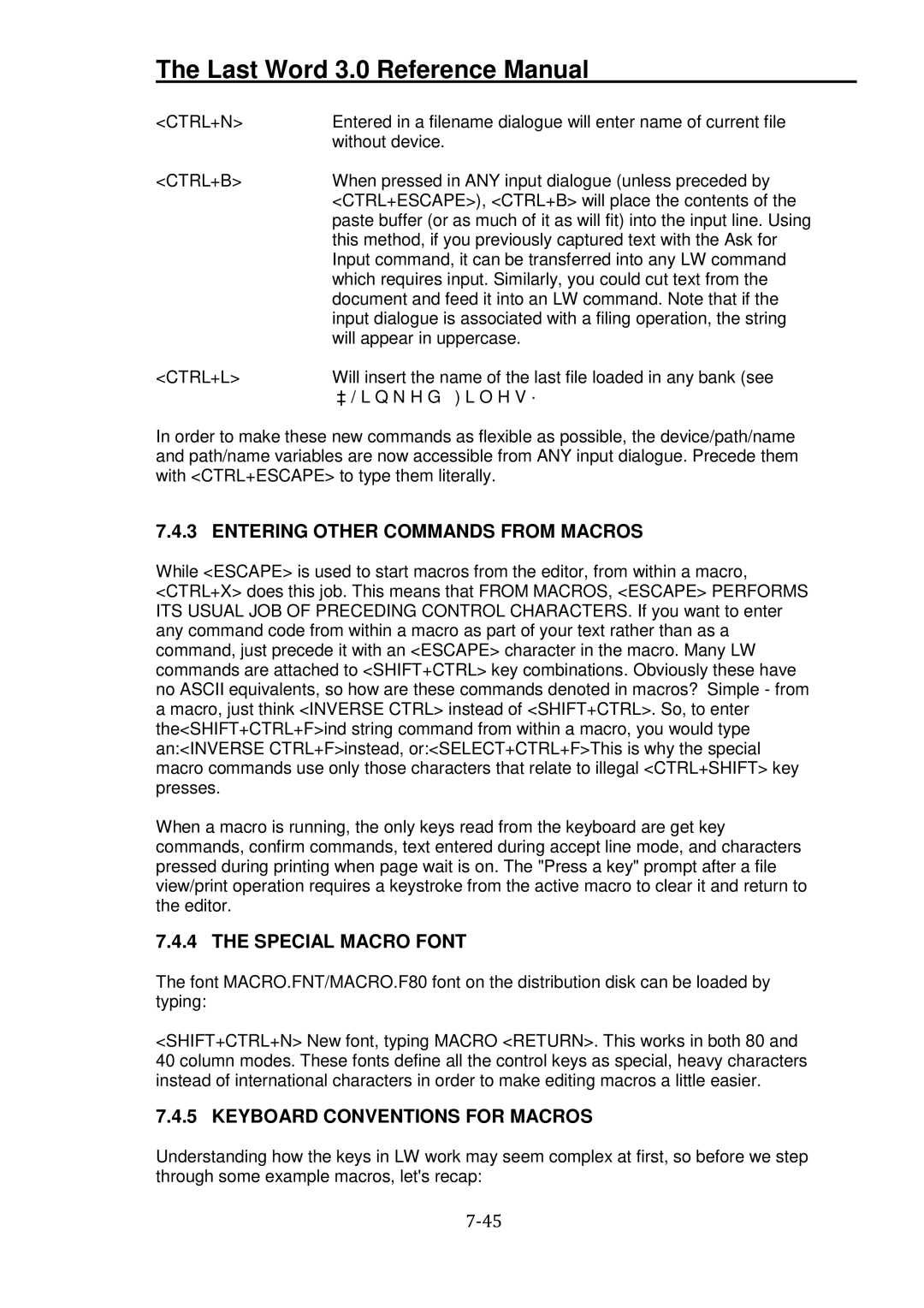 Atari XL manual Entering Other Commands from Macros, Special Macro Font, Keyboard Conventions for Macros 