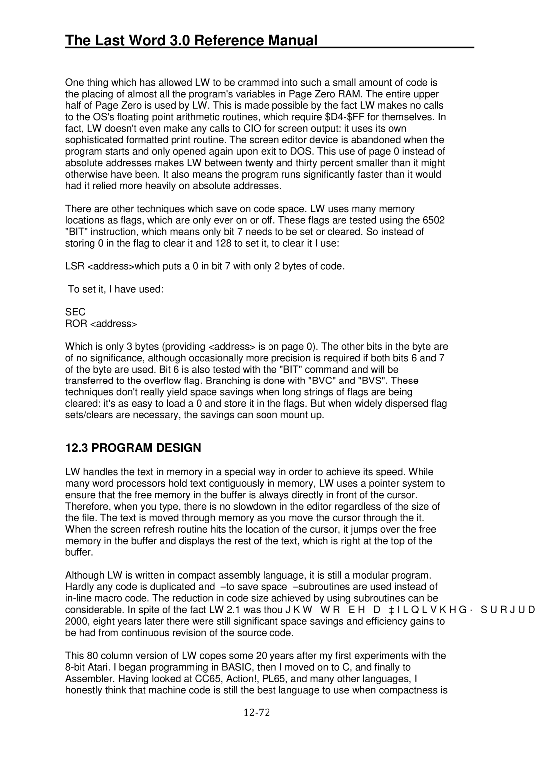 Atari XL manual Program Design, Sec 