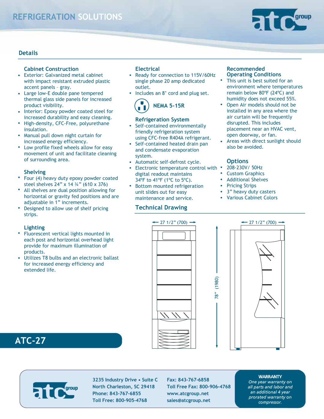 ATC Group ATC27 dimensions Details, Technical Drawing, Options 