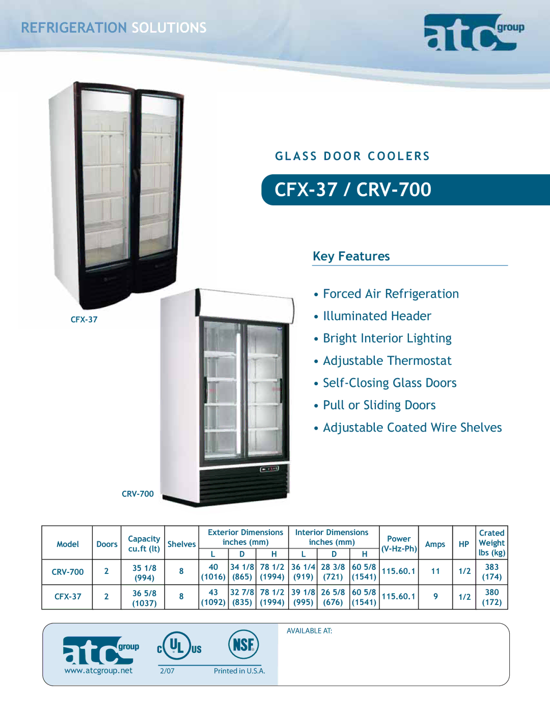 ATC Group CFX 37, CRV 700 dimensions CFX-37 / CRV-700 