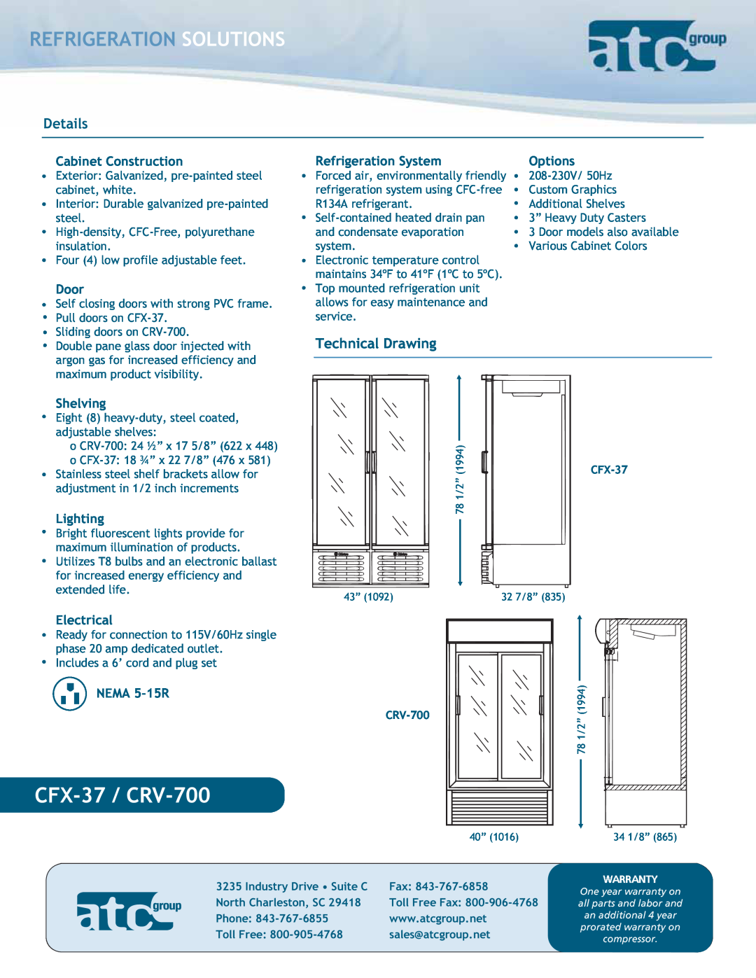 ATC Group CRV 700 CFX-37 / CRV-700, Refrigeration Solutions, Details, Technical Drawing, Cabinet Construction, Door 