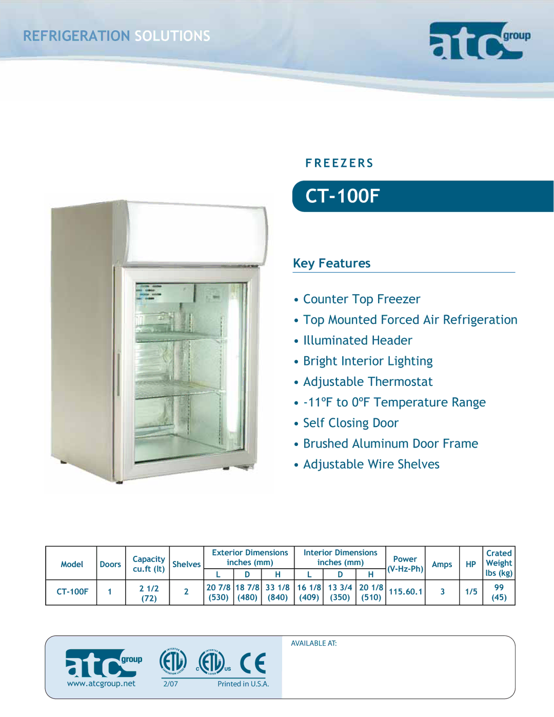 ATC Group CT-100F dimensions 