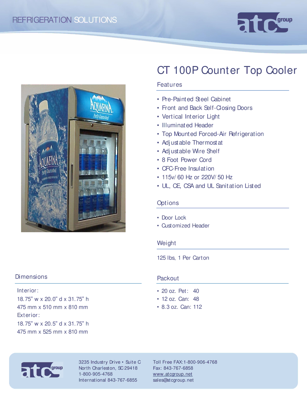 ATC Group dimensions CT 100P Counter Top Cooler 