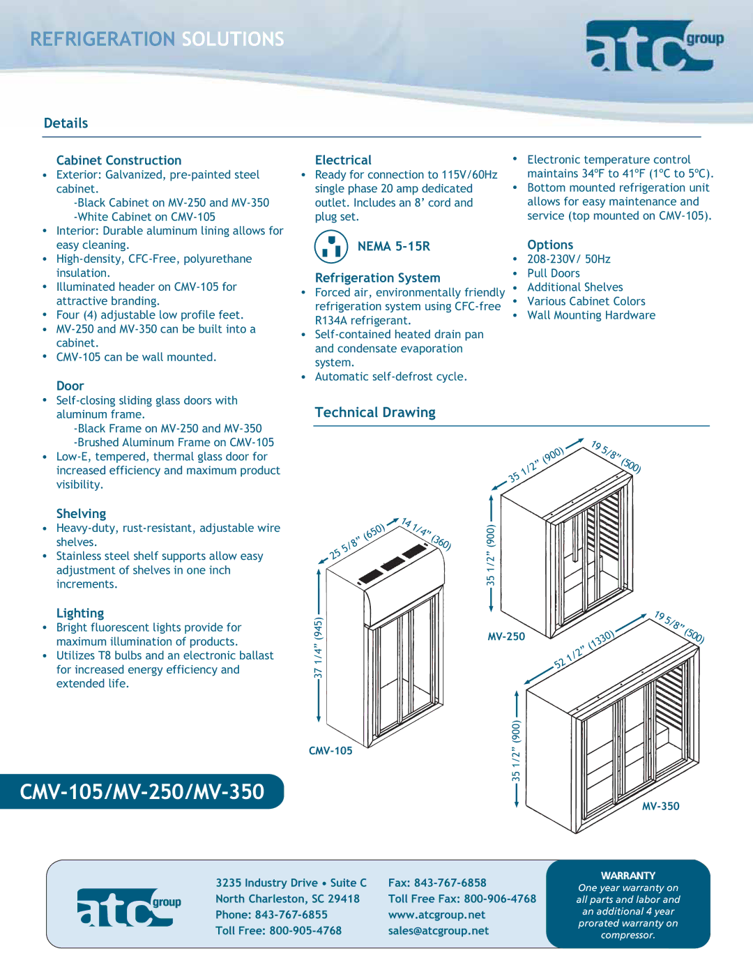 ATC Group CMV105, MV350, MV250 dimensions Details, Technical Drawing 