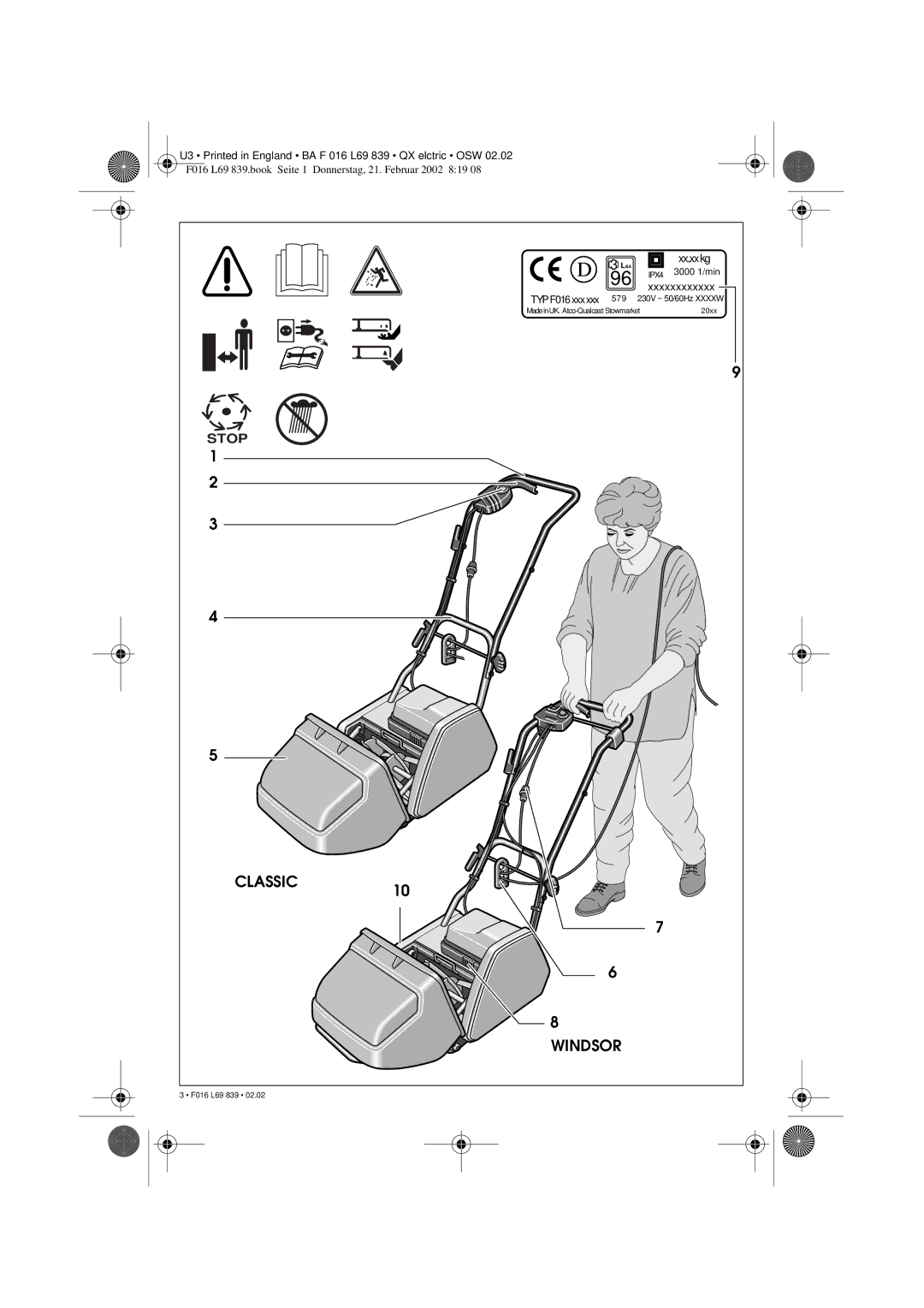 Atco QX operating instructions Classic Windsor 