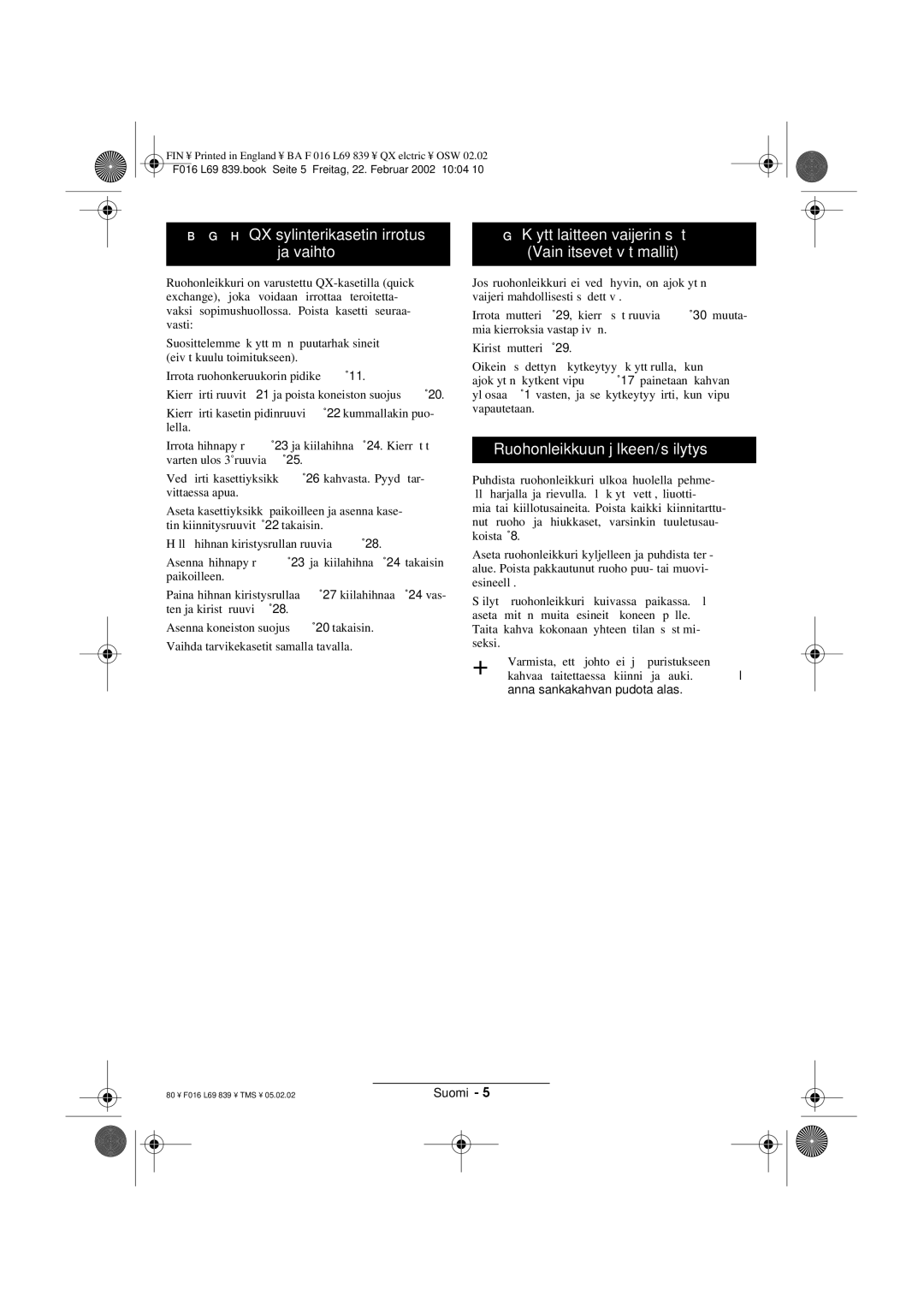 Atco QX operating instructions Ruohonleikkuun jälkeen/säilytys 