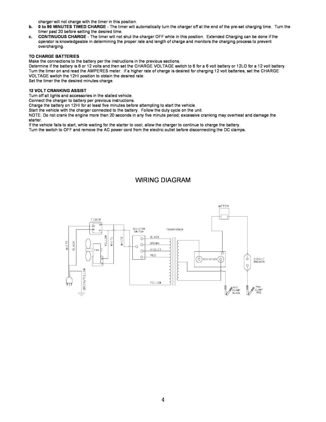 Atec BC-91009 manual To Charge Batteries, Volt Cranking Assist, Wiring Diagram 