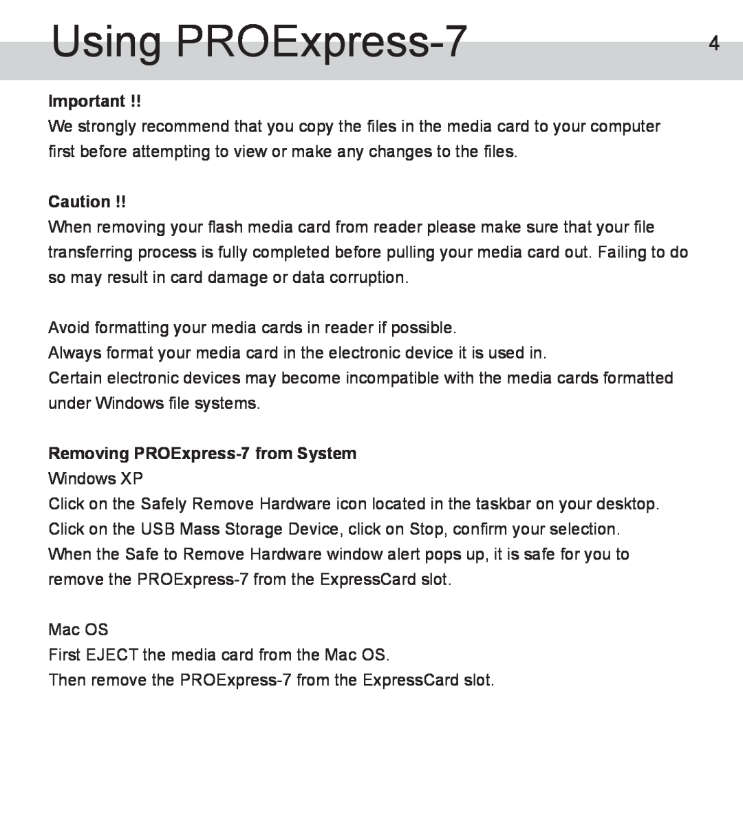 Atech Tech manual Removing PROExpress-7 from System, Using PROExpress-7 