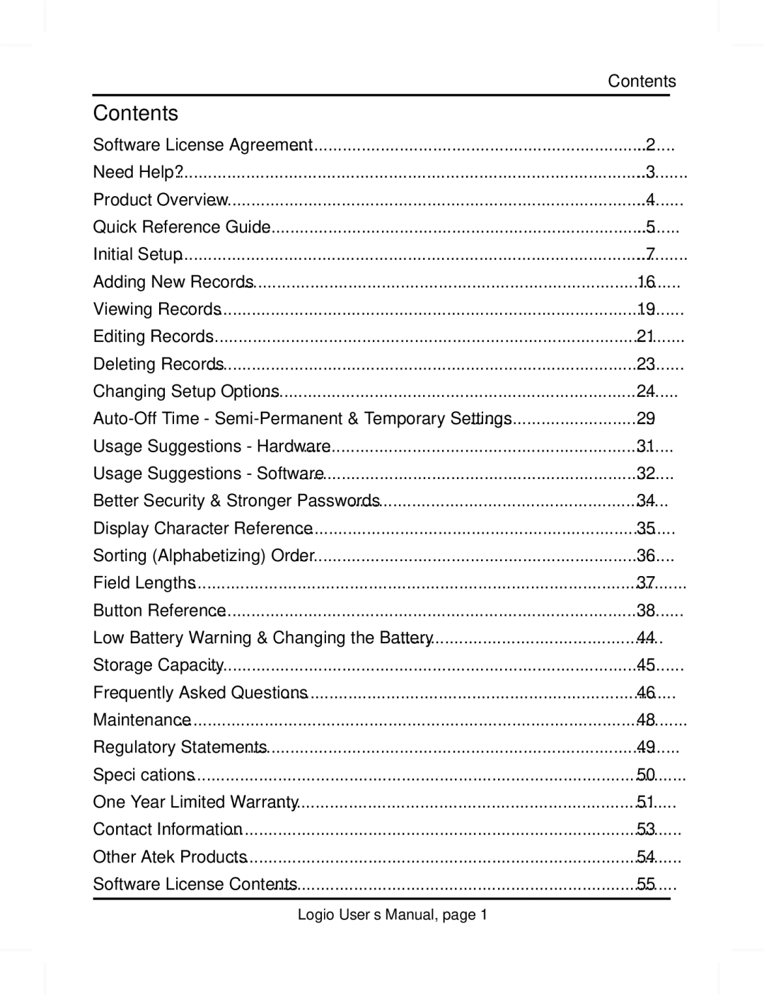 Atek electronic LG10W, LG10B user manual Contents 