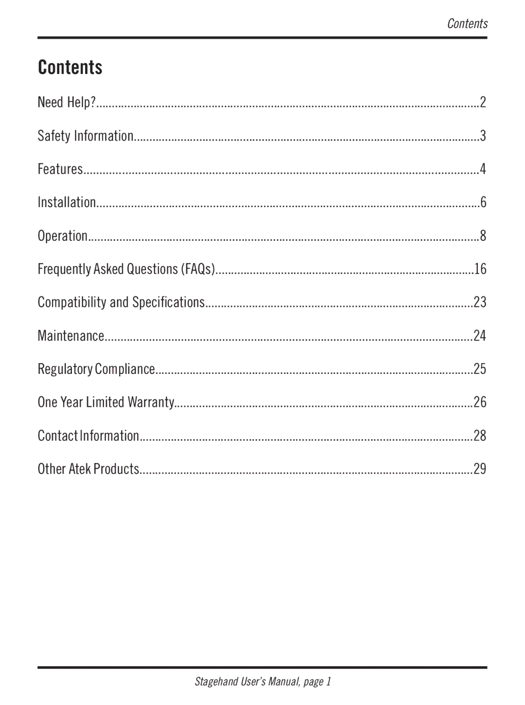 Atek electronic RM200 user manual Contents 