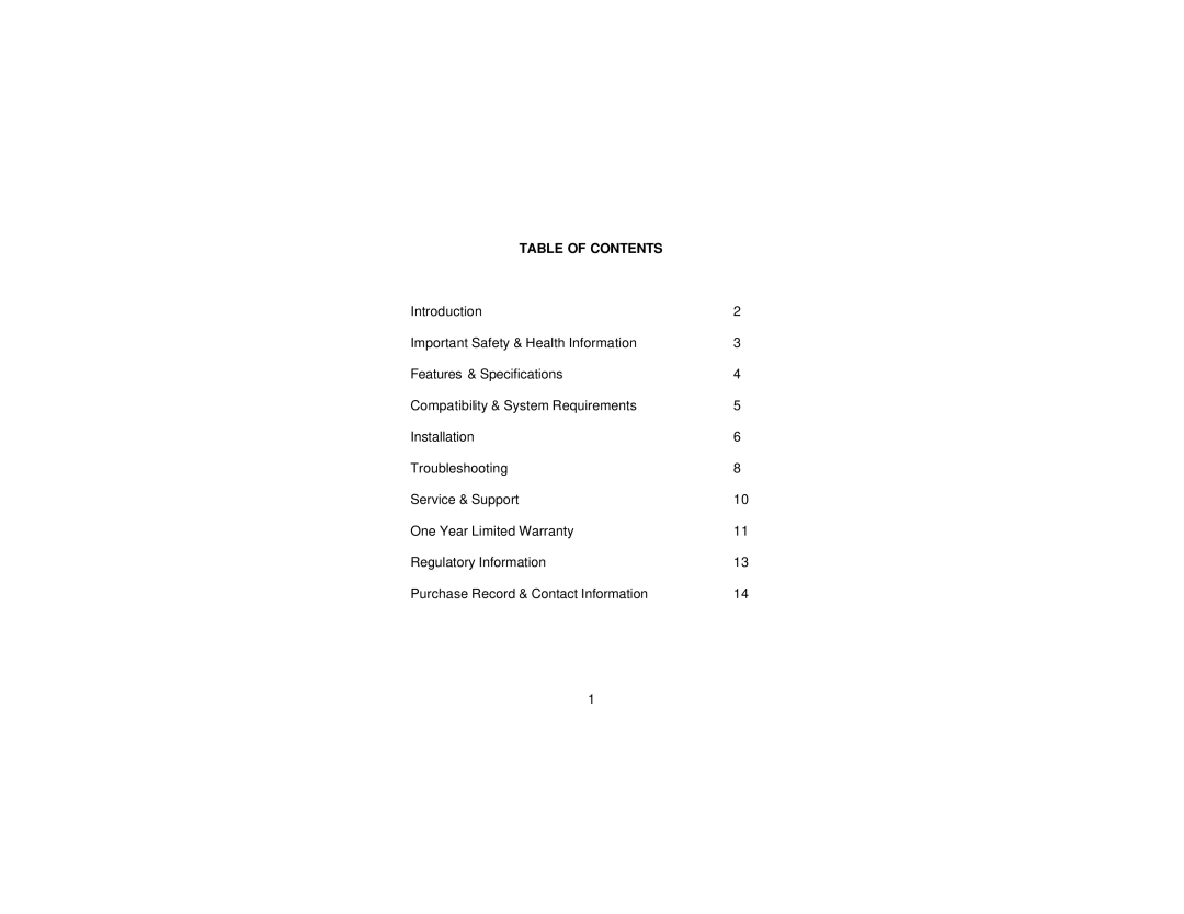 Atek electronic Super MiniTM user manual Table of Contents 