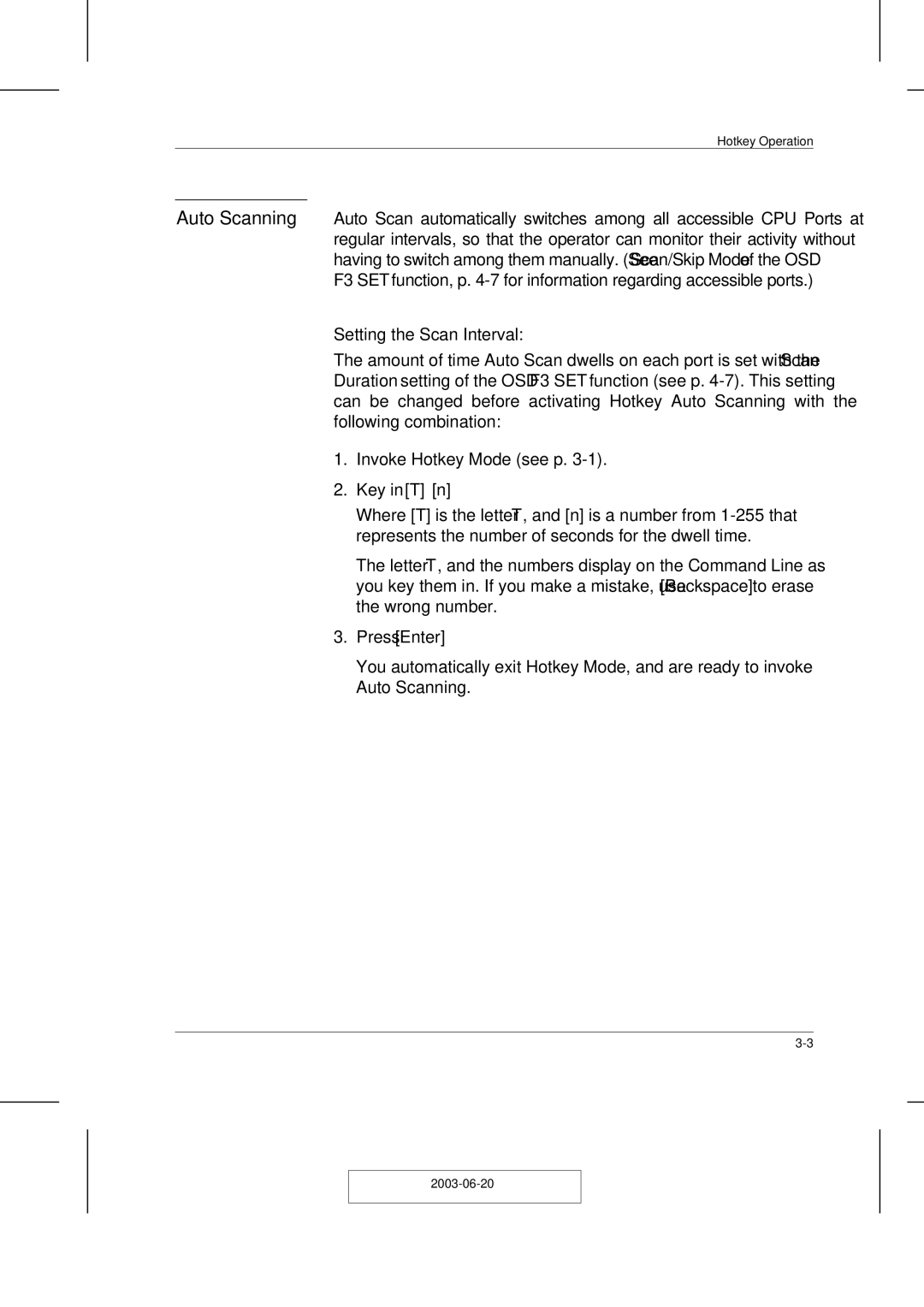 ATEN Technology ACS-1208A user manual Setting the Scan Interval 