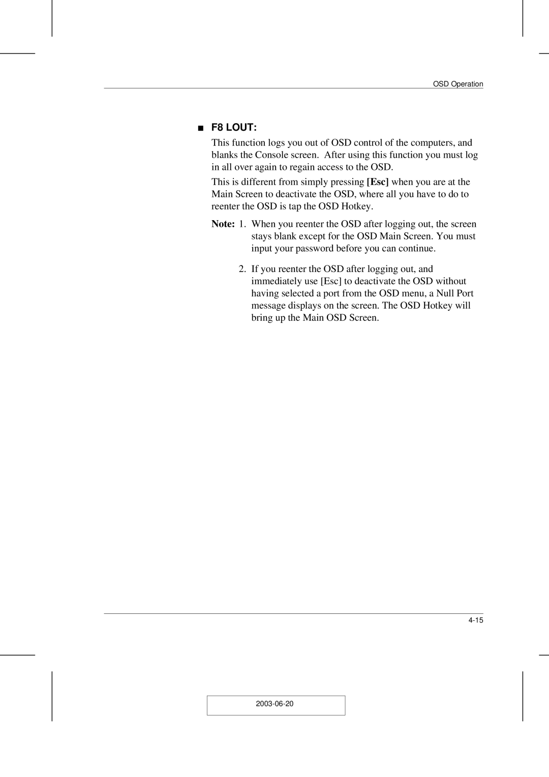 ATEN Technology ACS-1208A user manual F8 Lout 