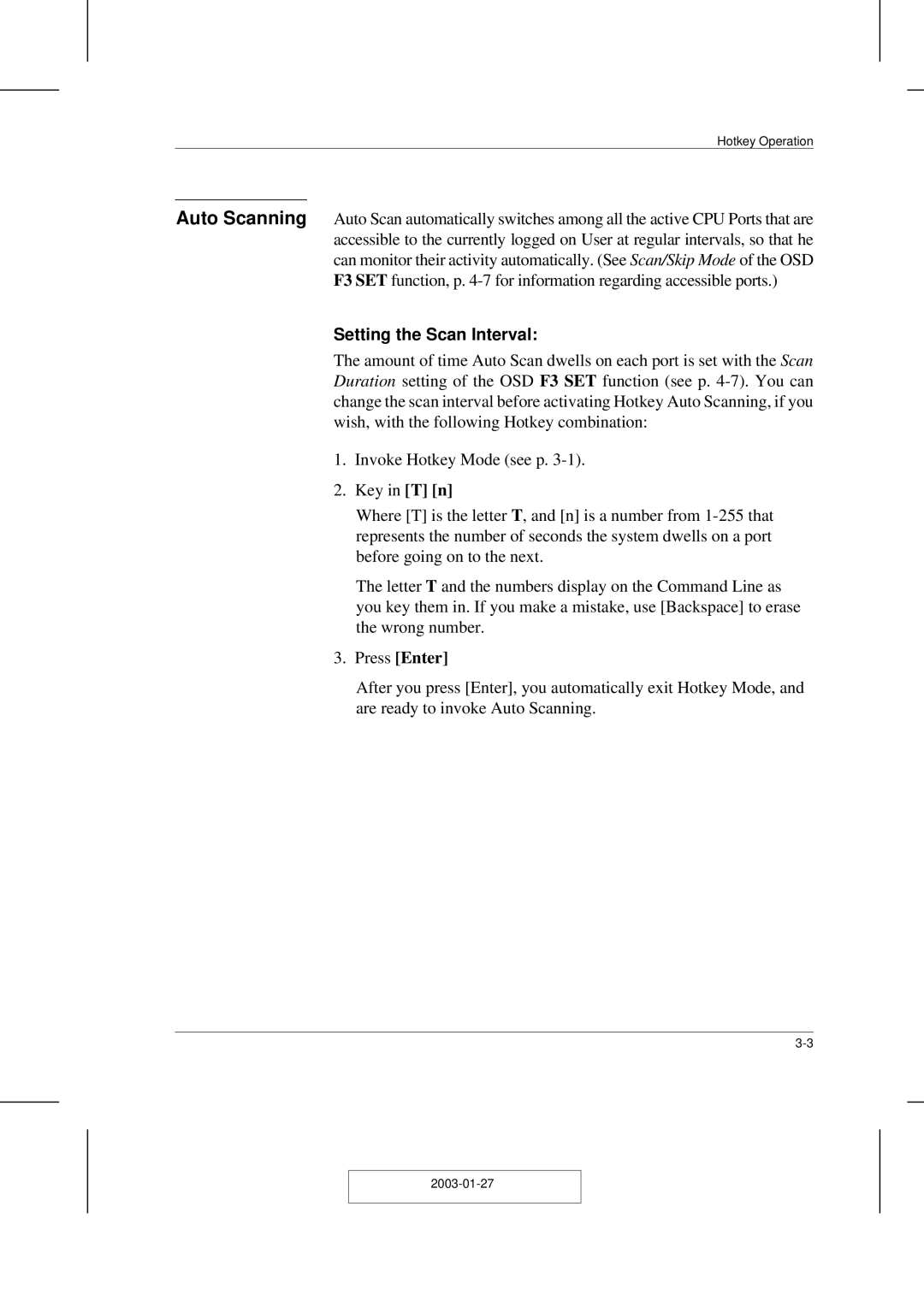 ATEN Technology ACS-1208AL, ACS-1216AL user manual Setting the Scan Interval 