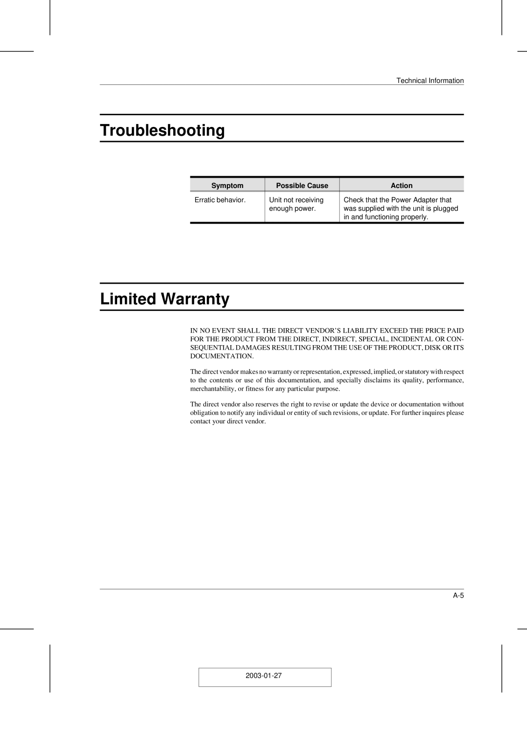 ATEN Technology ACS-1208AL, ACS-1216AL user manual Troubleshooting, Limited Warranty, Symptom Possible Cause Action 