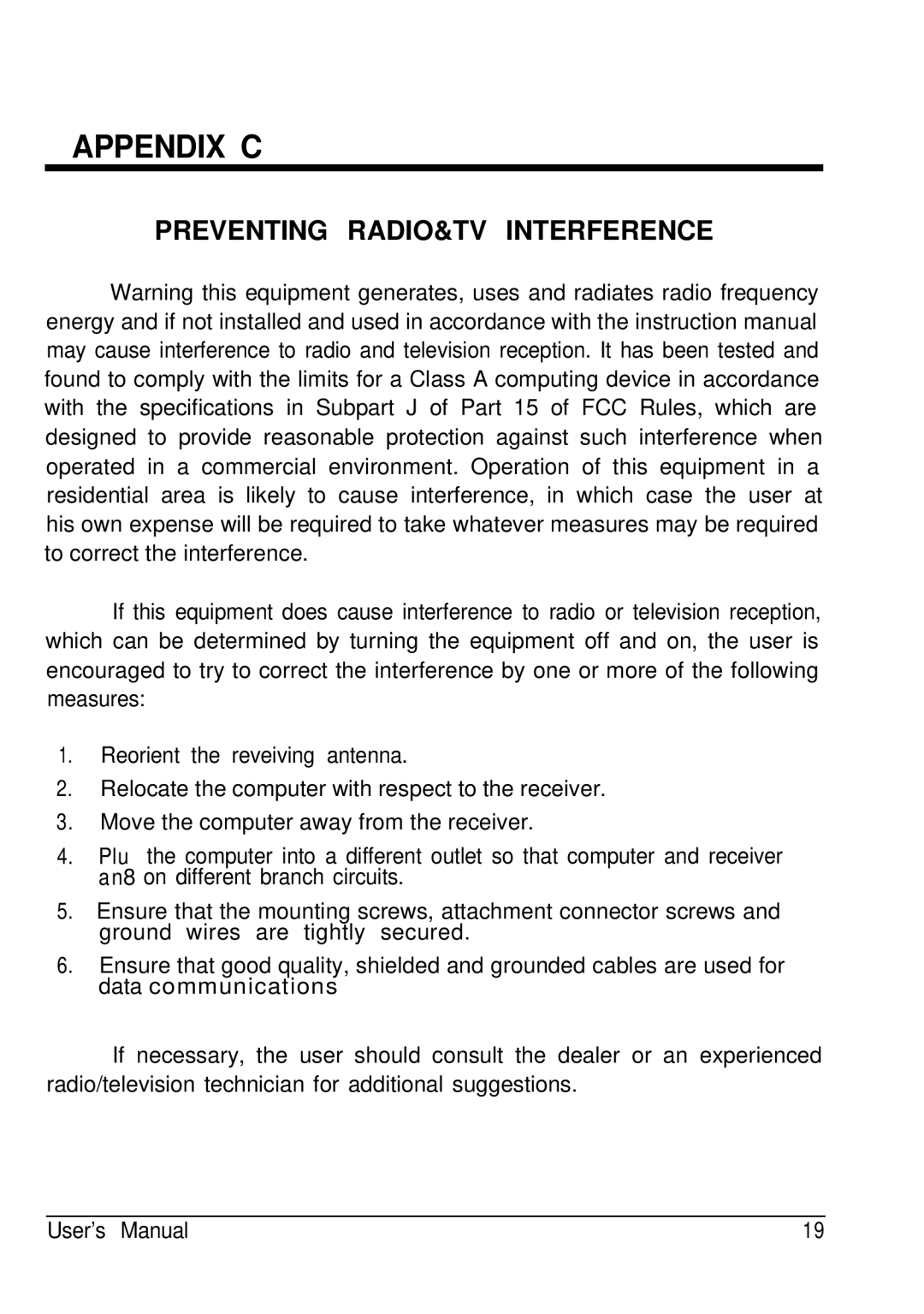 ATEN Technology AS-411P, AS-811P, AS-811S, AS-411S user manual Appendix C, Preventing RADIO&TV Interference 