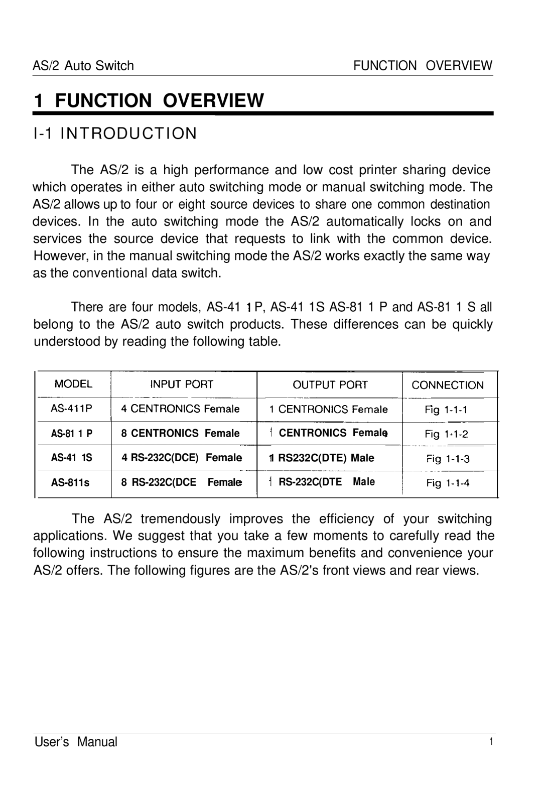 ATEN Technology AS-811P, AS-811S, AS-411P, AS-411S user manual Function Overview, Introduction 