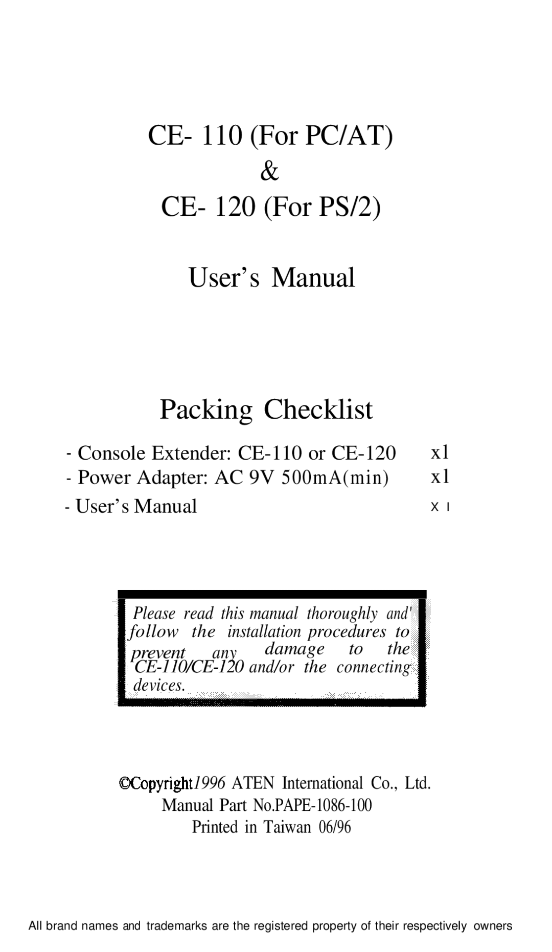 ATEN Technology CE- 120, CE- 110 user manual Devices 