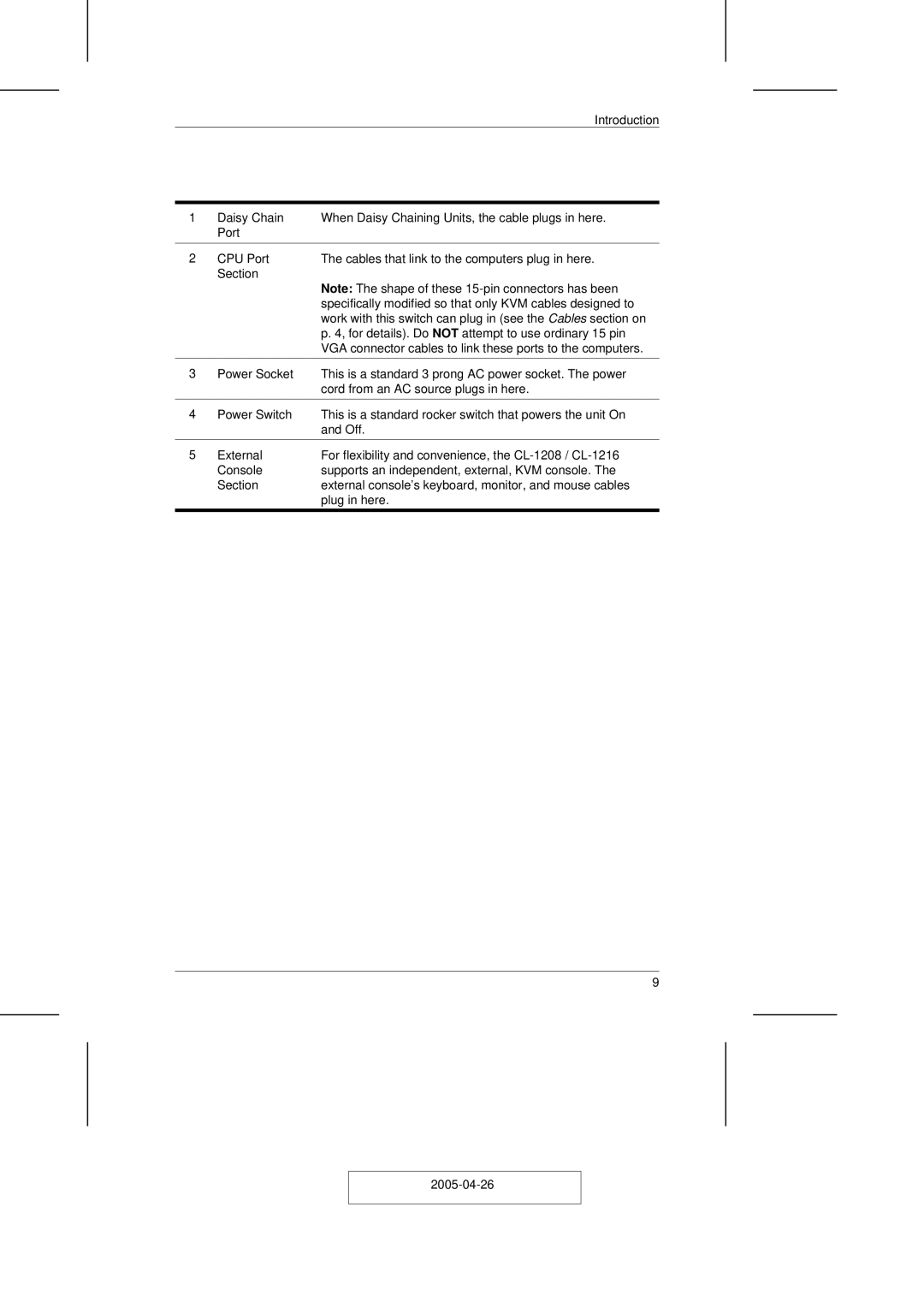 ATEN Technology CL-1216, CL-1208 user manual For details. Do not attempt to use ordinary 15 pin 