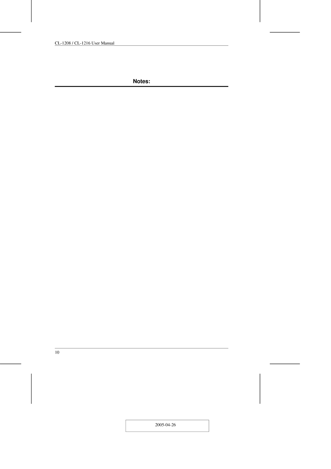 ATEN Technology CL-1208, CL-1216 user manual 2005-04-26 