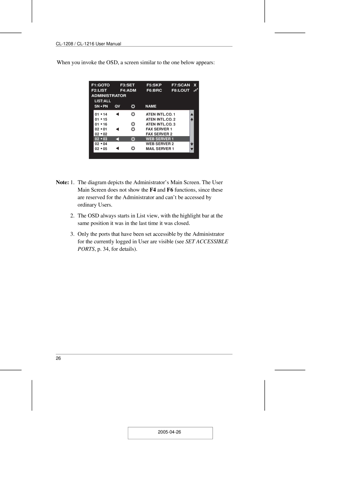 ATEN Technology CL-1208, CL-1216 user manual WEB Server 