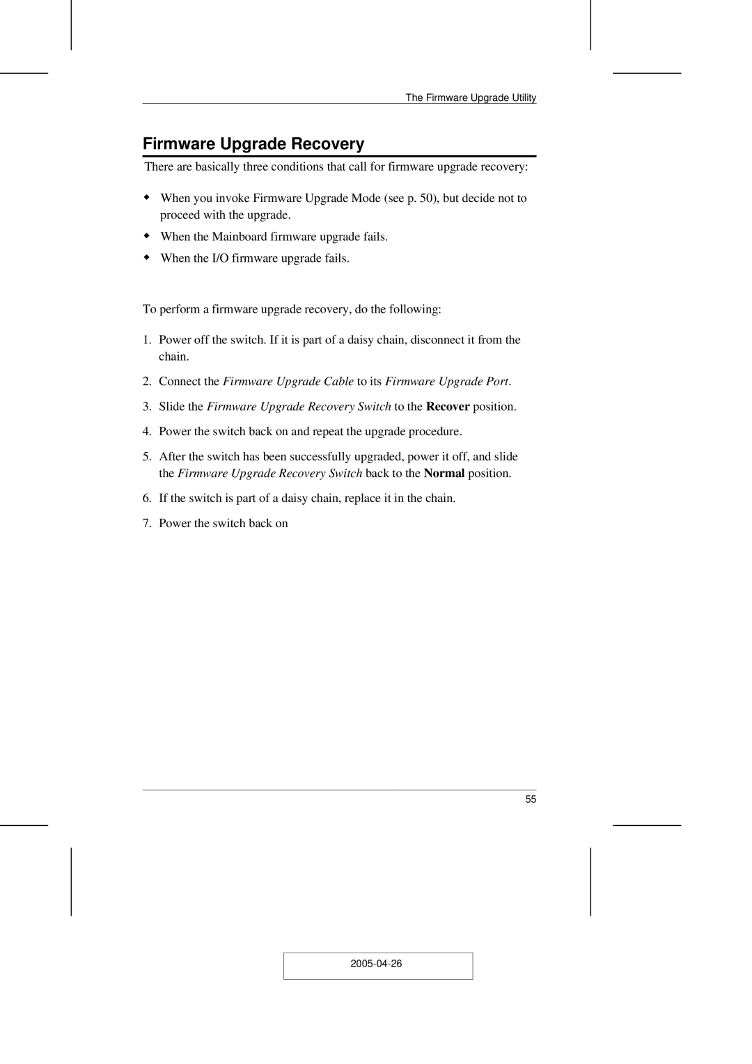 ATEN Technology CL-1216, CL-1208 user manual Firmware Upgrade Recovery 