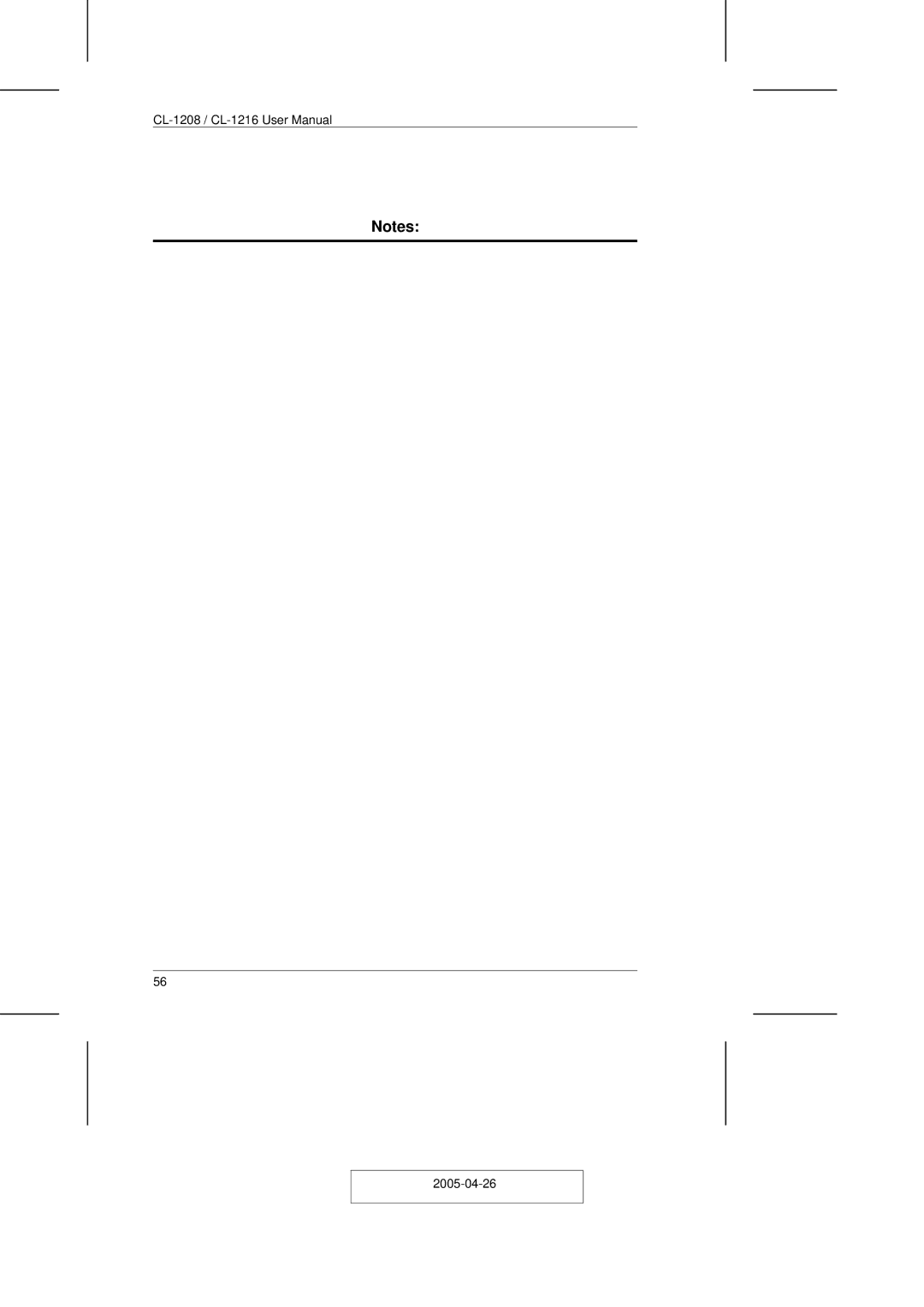 ATEN Technology CL-1208, CL-1216 user manual 2005-04-26 