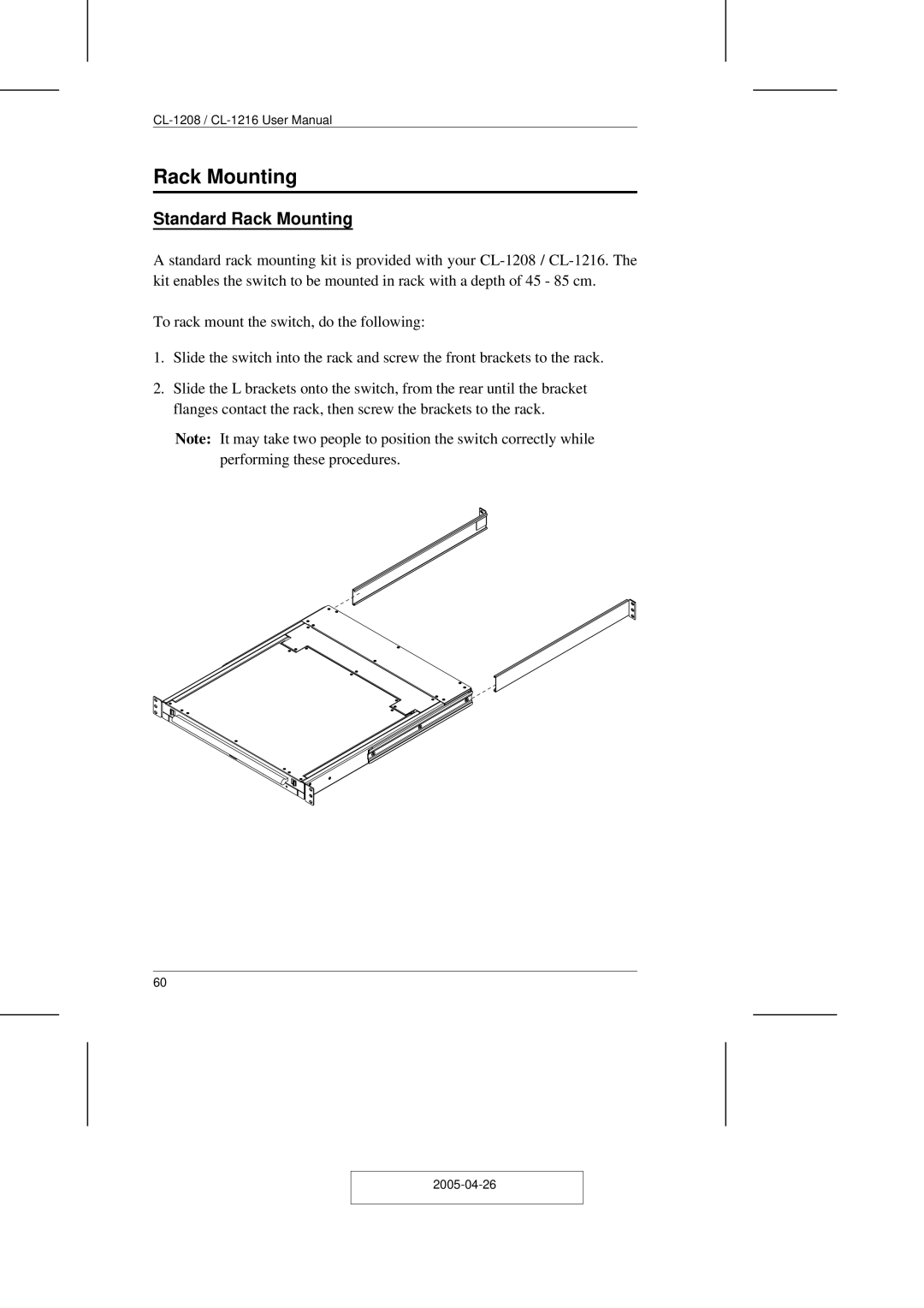 ATEN Technology CL-1208, CL-1216 user manual Standard Rack Mounting 