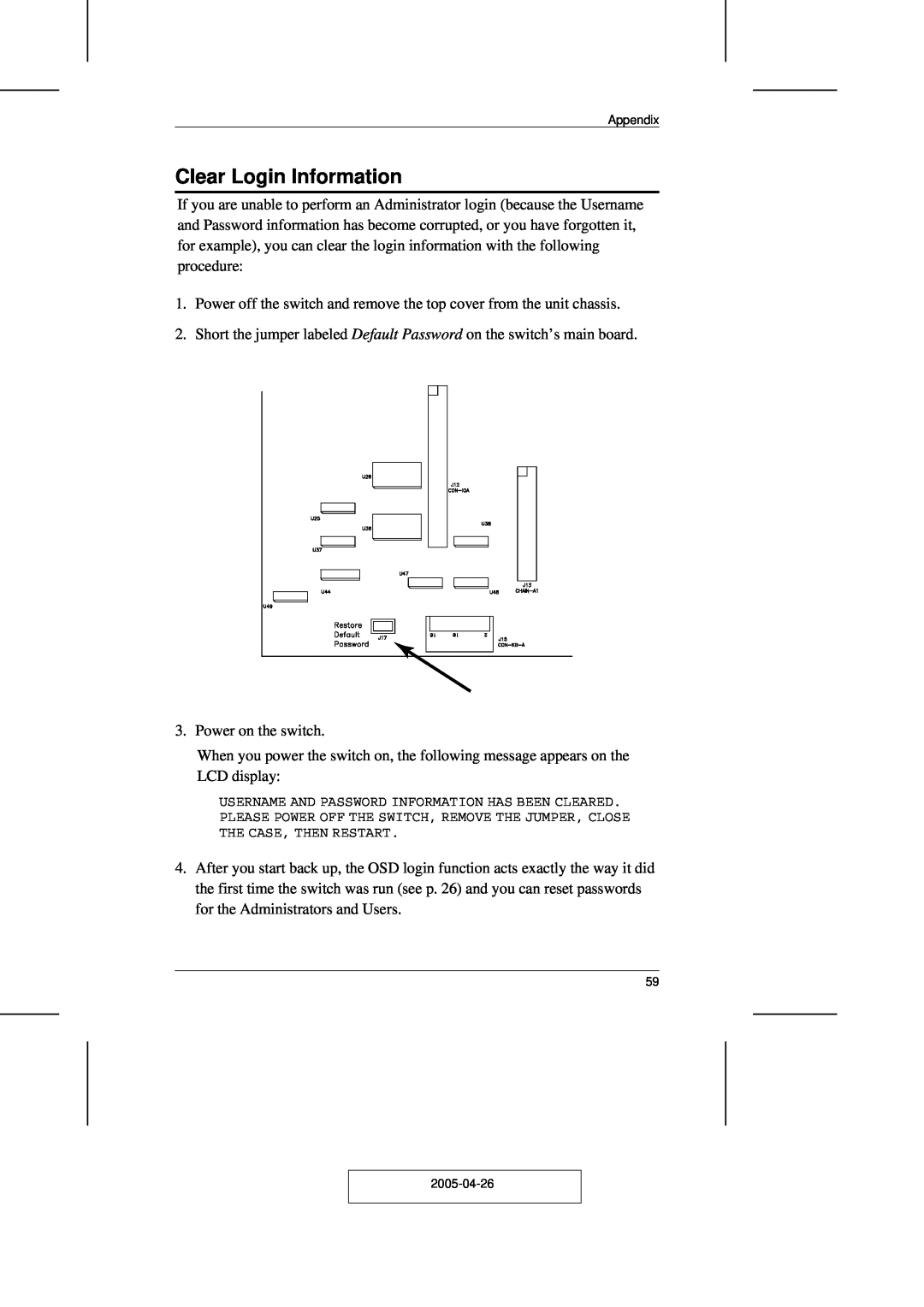 ATEN Technology CL-1216, CL-1208 user manual Clear Login Information 