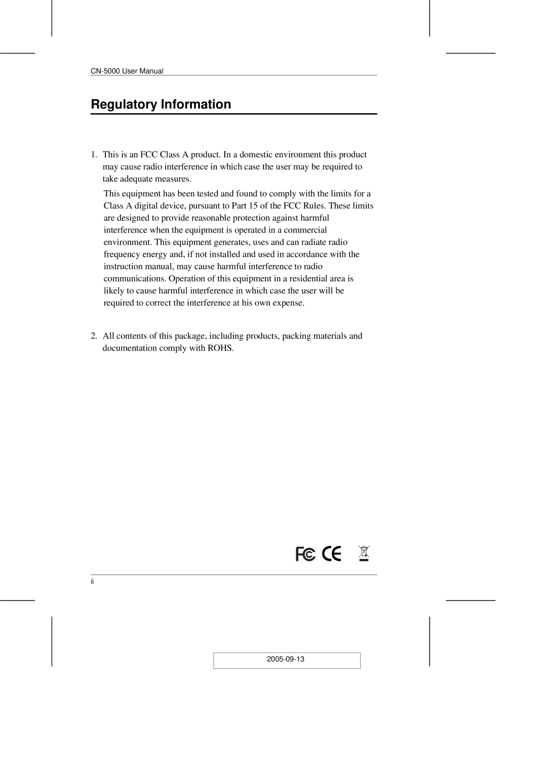 ATEN Technology CN-5000 user manual Regulatory Information 