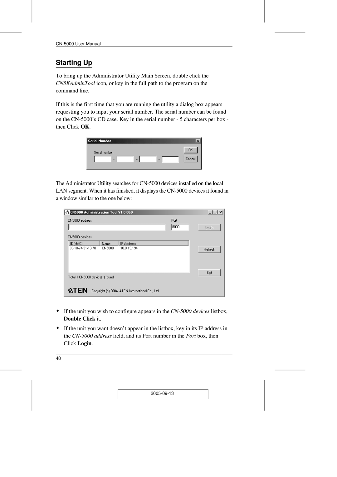 ATEN Technology CN-5000 user manual Starting Up 