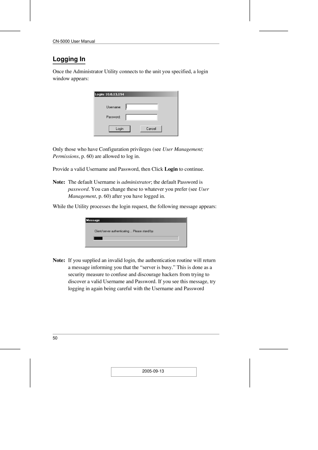 ATEN Technology CN-5000 user manual Logging 