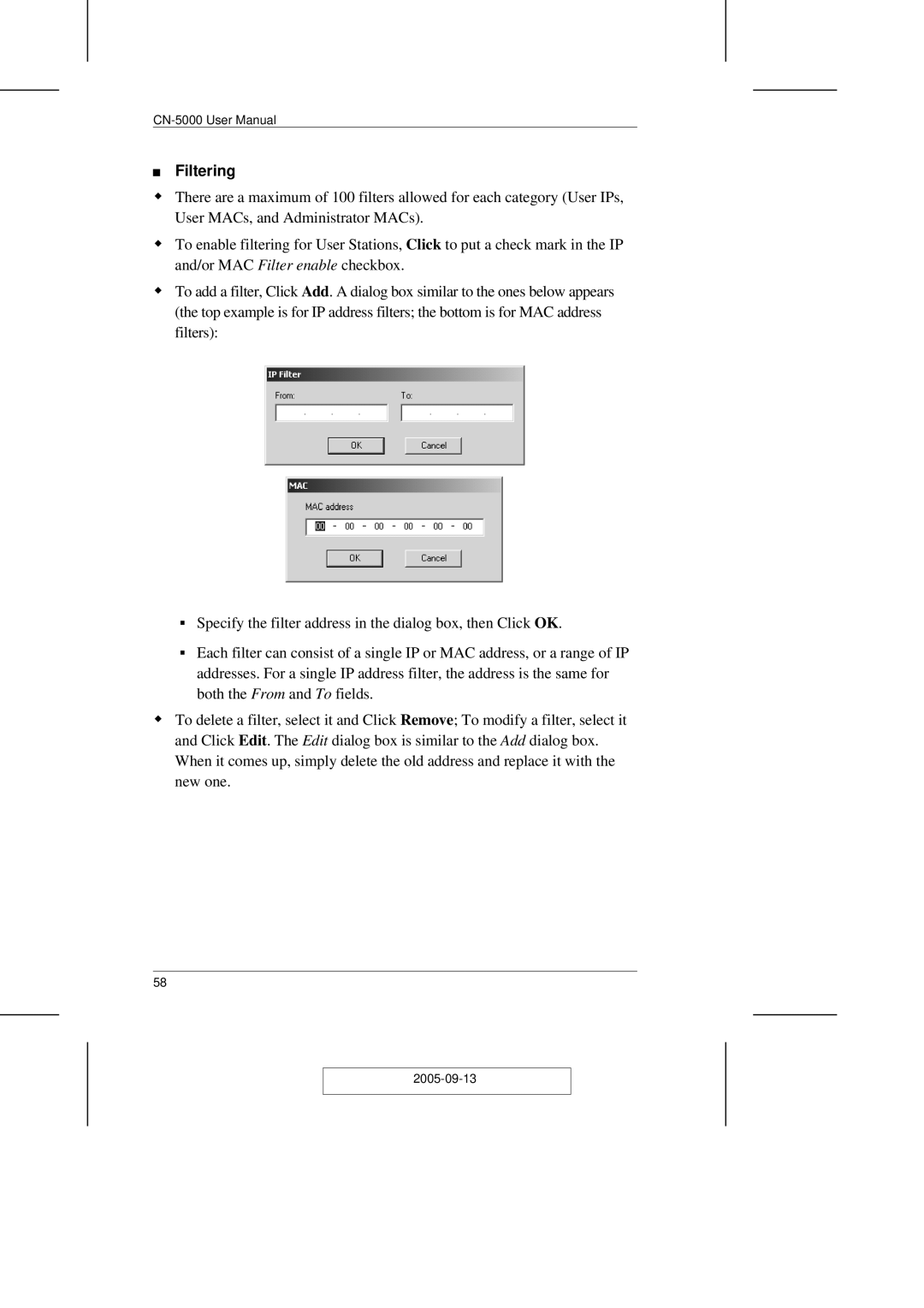 ATEN Technology CN-5000 user manual Filtering 