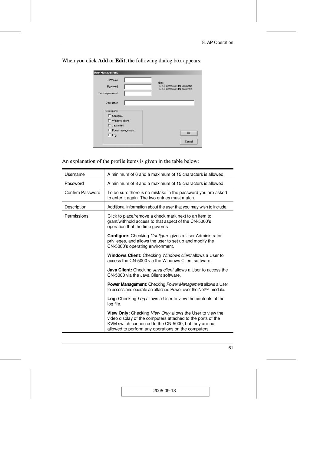 ATEN Technology CN-5000 user manual View Only Checking View Only allows the User to view 