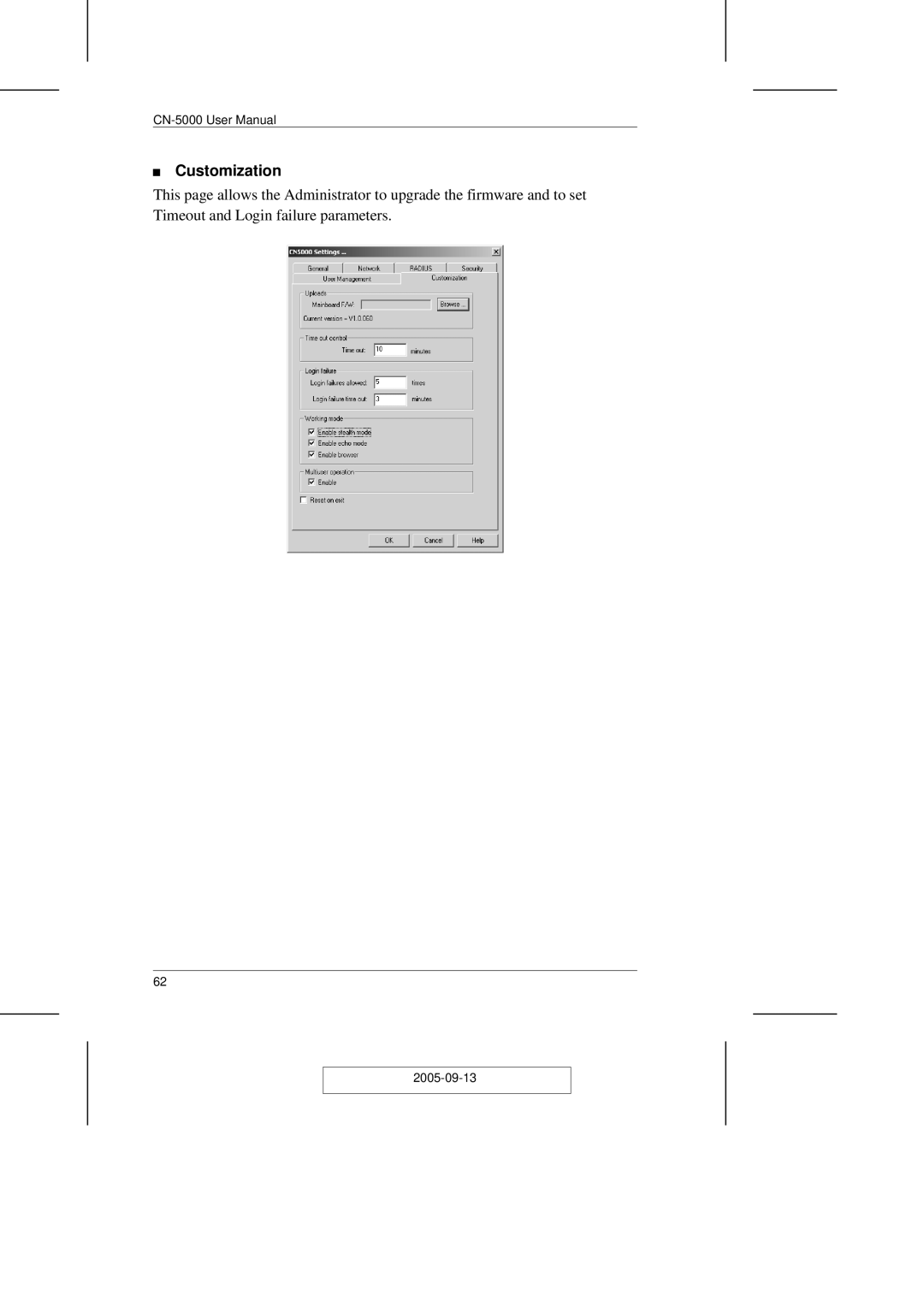 ATEN Technology CN-5000 user manual Customization 