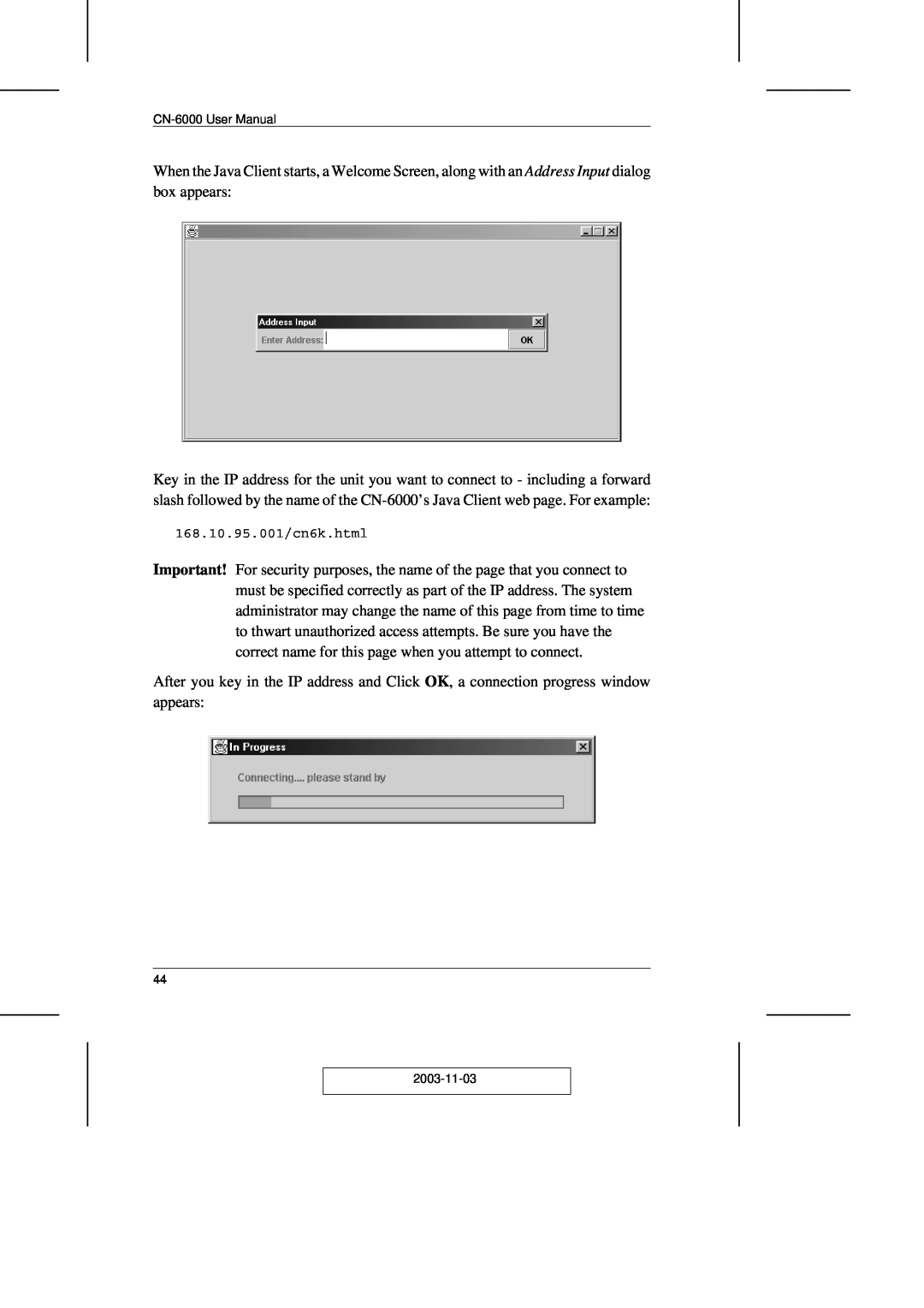 ATEN Technology CN-6000 user manual 168.10.95.001/cn6k.html, 2003-11-03 