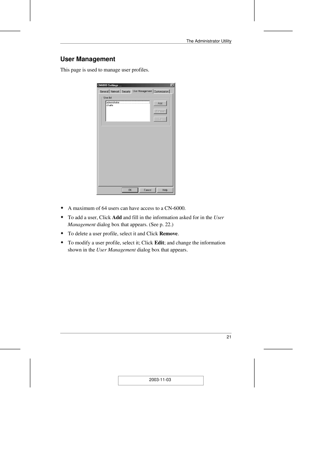 ATEN Technology CN-6000 user manual User Management 