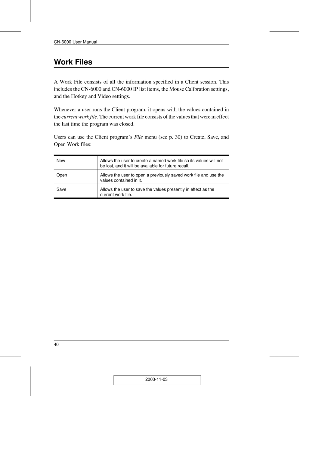 ATEN Technology CN-6000 user manual Work Files 