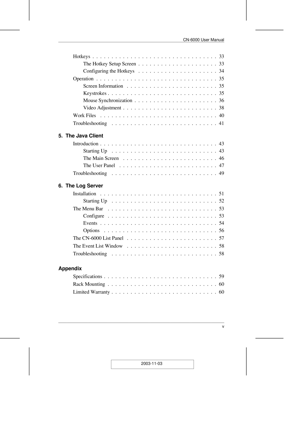 ATEN Technology CN-6000 user manual Java Client, Log Server, Appendix 