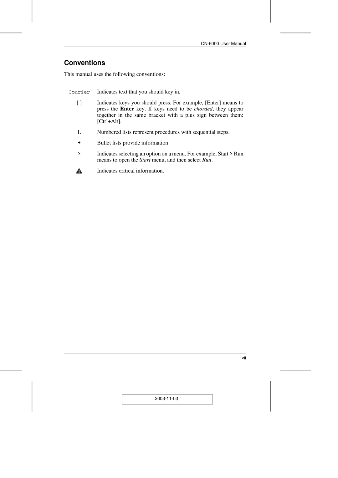 ATEN Technology CN-6000 user manual Conventions 