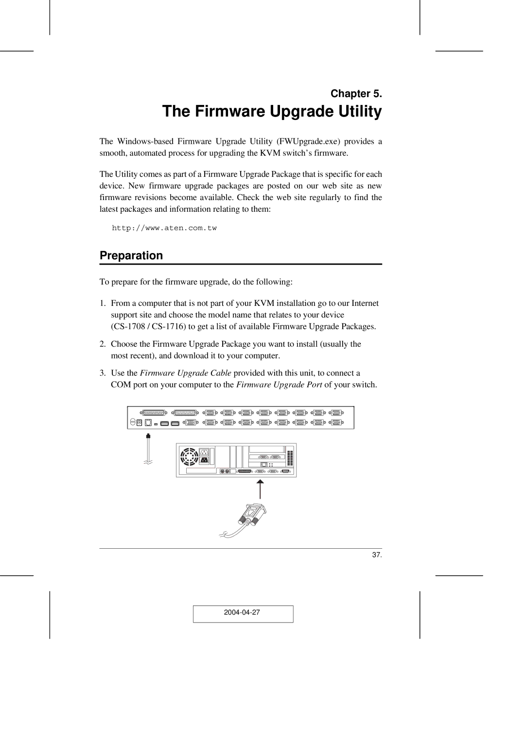 ATEN Technology CS-1708 user manual Firmware Upgrade Utility, Preparation 