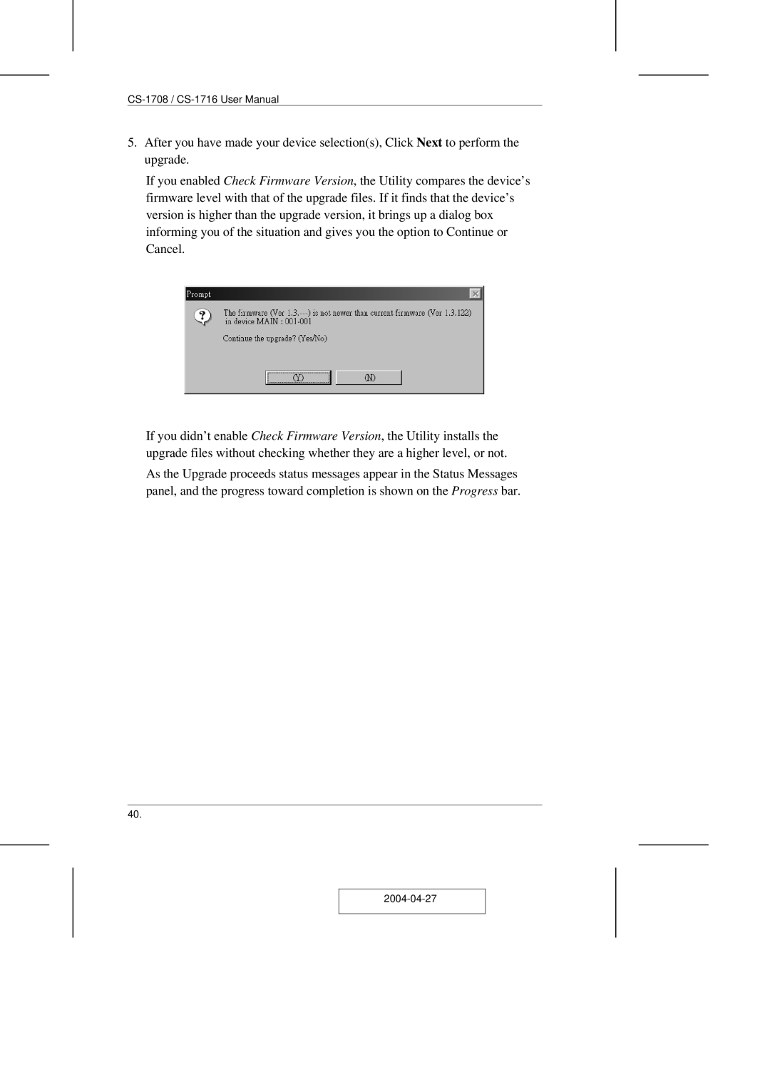 ATEN Technology CS-1708 user manual 2004-04-27 