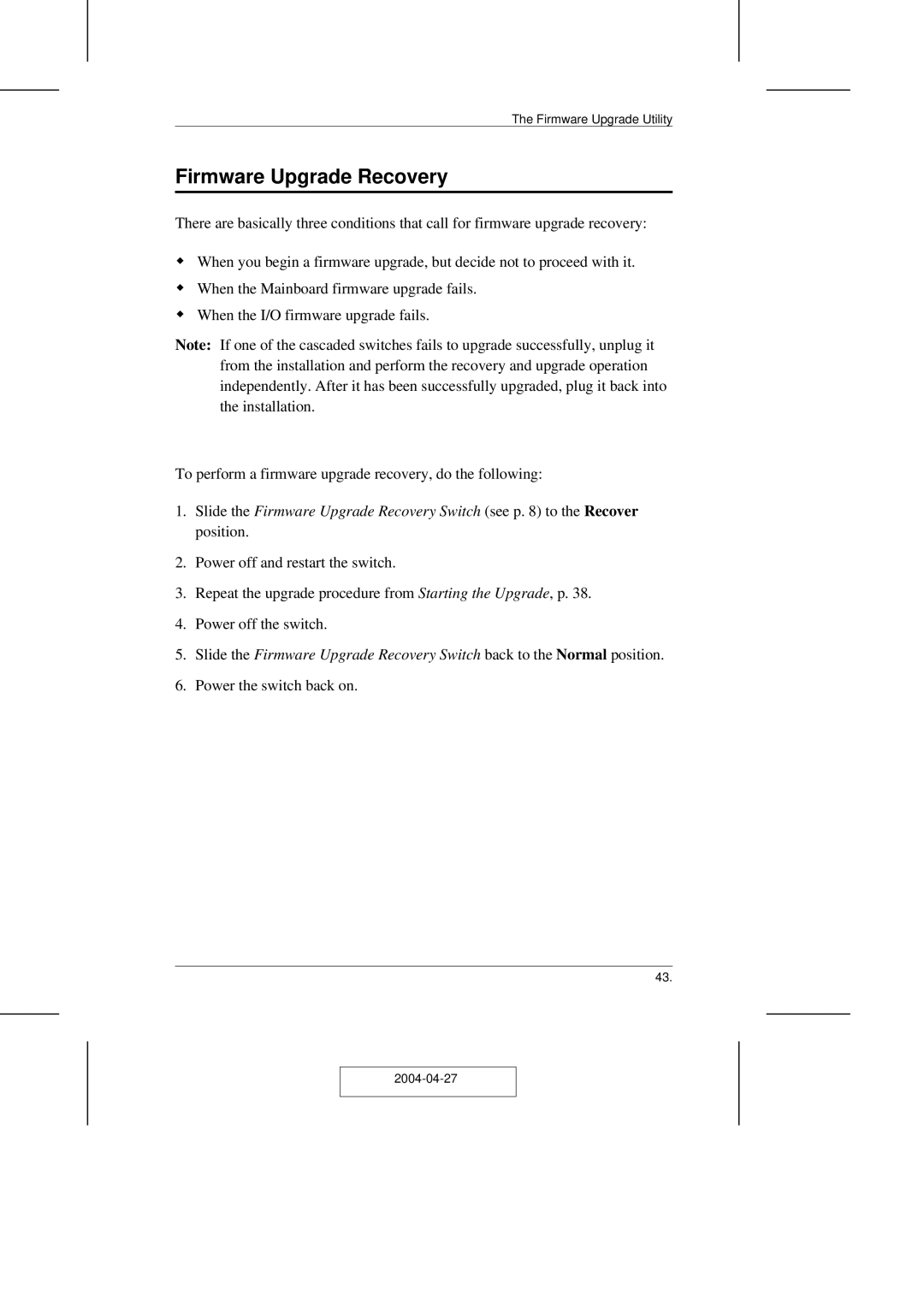 ATEN Technology CS-1708 user manual Firmware Upgrade Recovery 