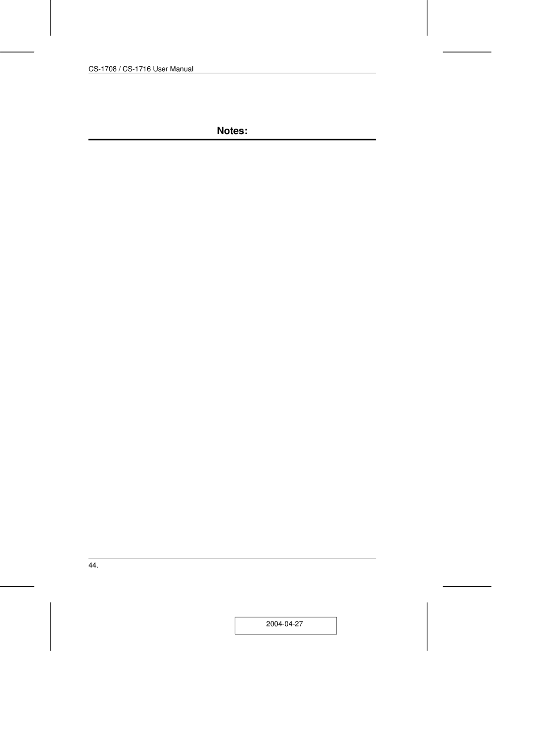 ATEN Technology CS-1708 user manual 2004-04-27 