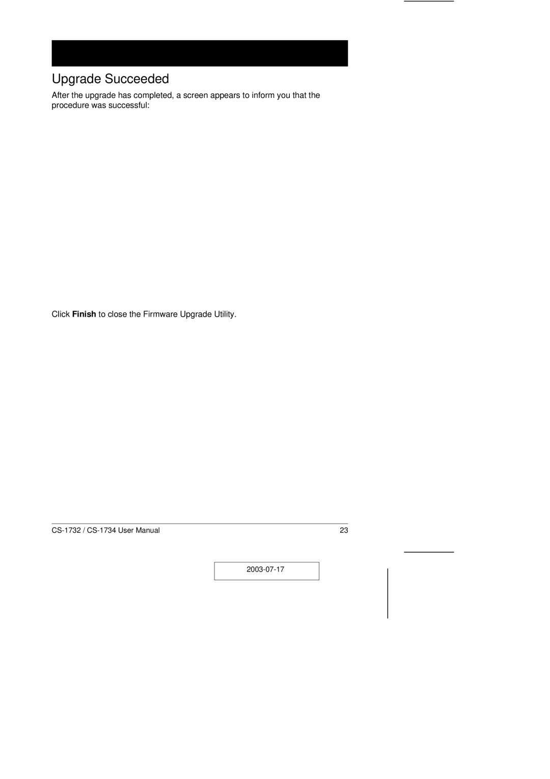 ATEN Technology CS-1732 user manual Upgrade Succeeded 