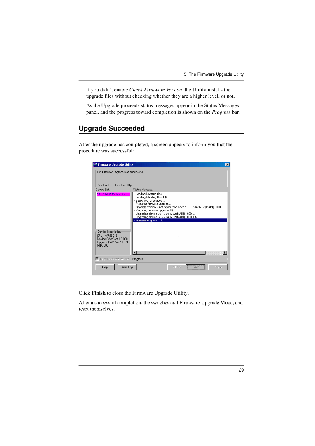 ATEN Technology CS-1762, CS-1764 user manual Upgrade Succeeded 