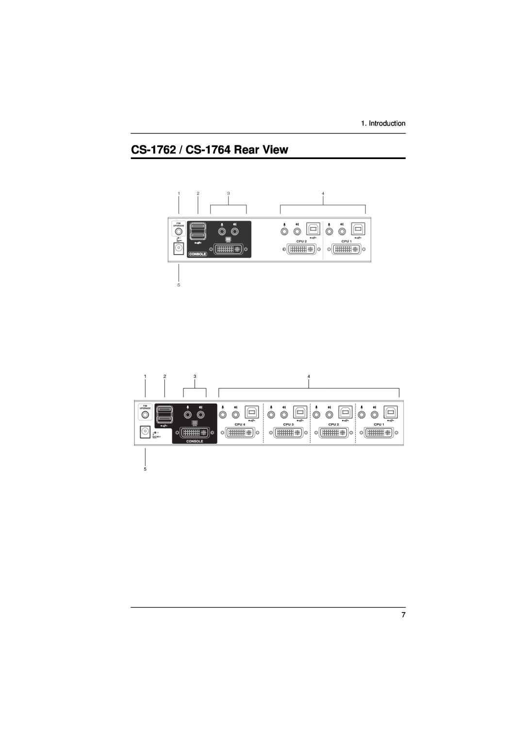 ATEN Technology user manual CS-1762 / CS-1764 Rear View, Introduction 