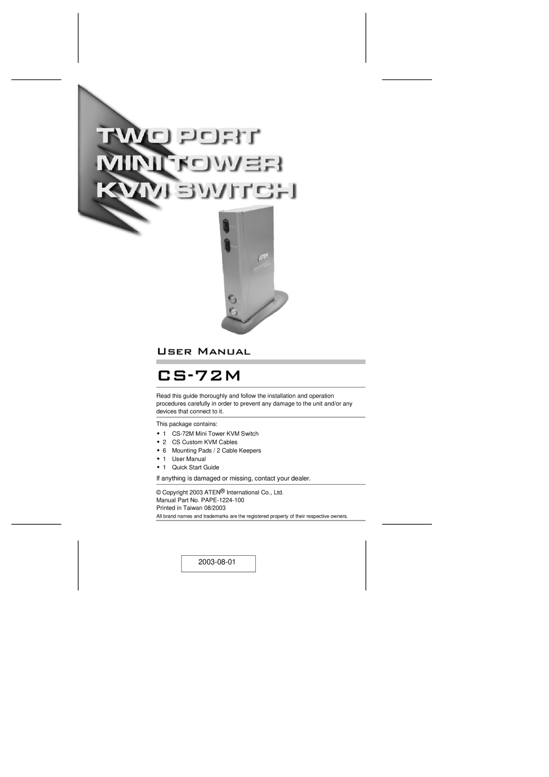 ATEN Technology CS-72M user manual 